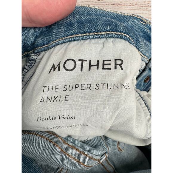Mother The Super Stunner Ankle Double Vision Heart Jeans Womens 24 Blue - Picture 7 of 11
